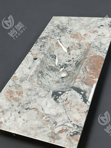 <span class=keywords><strong>Lavabo</strong></span> de baño de lujo de una pieza sin juntas, estilo piedra, acabado en polvo, curvado en caliente, de un solo orificio, 15L, para todas las estaciones - Product Image 4