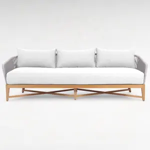 Modern garden sofa three-seater comfortable outdoor furniture cozy wooden chair made in Indonesia