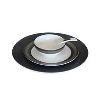 Assiettes de fête jetables en mélamine noire et or, style européen moderne, luxe minimaliste, couleur personnalisable