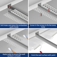 B014 Bande Linéaire Encastrée Alu Canal Dissipateur de Chaleur Cloison Sèche Mur de Gypse Plâtre-en Aluminium LED Profil