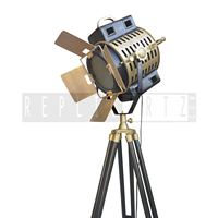 Lampe de sol de studio vintage nautique avec projecteur et trépied en bois, décoration rustique industrielle pour la maison, décoration de salon