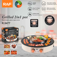 Olla Eléctrica Multifuncional RAF R.5477 para Asar, Ideal para Fiestas en Casa, Barbacoa, Olla Caliente sin Humo, Bandeja para Hornear