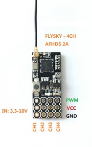 Mini Receptor FLYSKY FS2A-4CH FS2A 2.4G AFHDS 2A 4CH PWM para Avión RC FLYSKY FS-I6 FS-I6X FS-I6S FS-I10, Dron de Ala Fija - Product Image 2