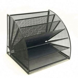Office School Household Desktop Table 6 Compartment Iron Mesh Desk <b>Organizer</b> for Holder <b>Files</b> Letter Document Magazine - Product Image 4