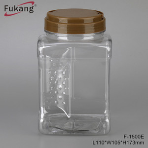 Pot alimentaire carré en plastique PET vide de 50 oz avec couvercle pour l'emballage d'arachides grillées/salées - Product Image 2