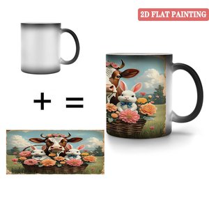 Magic Color Changing Mug 11oz <b>Ceramic</b> Heat Activated Frosted Black Novelty Gift <b>Cup</b> - Product Image 4