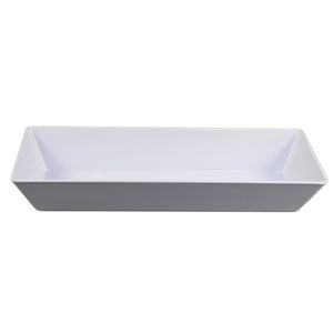Plateau rectangulaire long en mélamine blanche pour hôtel avec logo personnalisé, plateau de buffet réutilisable, vaisselle - Product Image 3