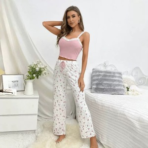 Ensemble short extensible pour femme, caraco transfrontalier, pyjama et vêtements d'intérieur décontractés confortables de style européen et américain, nouveauté - Product Image 2