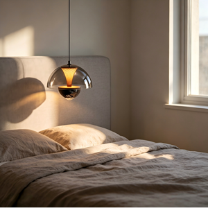 Lámpara colgante LED de techo alto con cúpula de cristal transparente negro <span class=keywords><strong>perla</strong></span>, estilo nórdico, moderno y cálido, para uso en interiores. - Product Image 3