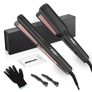 Electric Ceramic 2 in 1 Hair Straightener Lcd 500 Degree Ionic Titanium Flat Irons Plate Touch Screen Digital Hair Straightener