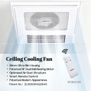 NEDFON BT30JY‑D1 Ventilateur de plafond encastré ultra-mince 98 mm 300x300 pour cuisine, télécommande, faible bruit 45 dB - Product Image 5