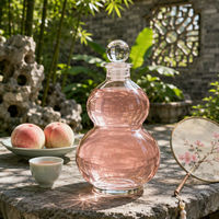 Carafe à vin en verre transparent BingYan 500 ml avec couvercle en forme de pêche et design gourde pour le stockage de la bière artisanale à domicile