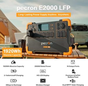 ชุดอุปกรณ์รถเข็น PECRON E2000LFP สถานีไฟฟ้าพกพาแบบชาร์จพลังงานแสงอาทิตย์ 2000W ใช้ได้กับรถยนต์ แบตเตอรี่ LiFePO4 ความจุ 2kWh คลื่นไซน์บริสุทธิ์ - Product Image 5