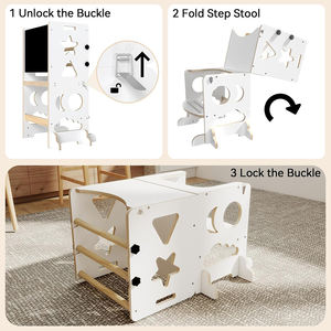 Taburete de madera convertible 4 en 1 Montessori Learning Tower para niños con pizarra para niños pequeños - Product Image 6