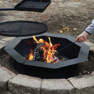 Brasero en métal robuste de style européen-américain avec support à bois intégré et table de repas pour fêtes en extérieur - Product Image 4