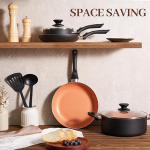 Juego de 7 Ollas con Tapas de Vidrio y Asas de Baquelita, Aptas para Lavavajillas y Horno, para Estufas de Gas e Inducción, Juego de Utensilios de Cocina de Cerámica - Product Image 6