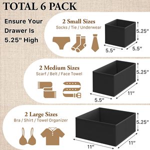 Custom <b>Drawer</b> Organizer Clothes <b>6</b> Pack Foldable Baby Organizers and Storage & Closet Organizers for Bedroom Closet - Product Image 3