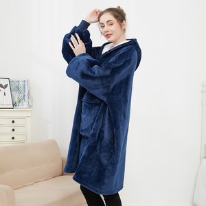 Hoodie-couverture Sherpa personnalisé en usine, chaud, surdimensionné, uni, avec poche géante, pour adulte, avec manches, vente en gros - Product Image 6