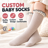 Chaussettes pour bébé personnalisées en gros, chaussettes en coton pour bébés filles, chaussettes à volants, chaussettes côtelées douces et confortables pour tout-petits, fabricant OEM