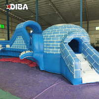 Parc aquatique gonflable haut de gamme avec piscine, toboggan aquatique gonflable bleu pour aire de jeux intérieure