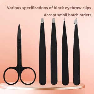 <span class=keywords><strong>Pinzas</strong></span> de depilar de acero al carbono negro con punta, empaque, boca oblicua, boca plana, varias especificaciones, herramienta de belleza y reparación. - Product Image 2