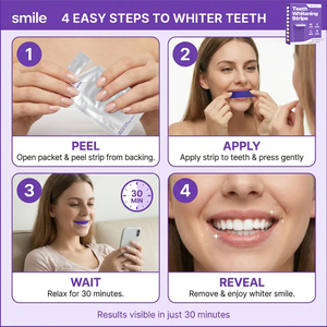 Tiras Blanqueadoras Dentales Púrpuras, Tratamiento para Manchas en los <span class=keywords><strong>Dientes</strong></span>, Tiras Blanqueadoras Púrpuras que Combinan Blanqueamiento y Corrección del Color - Product Image 4