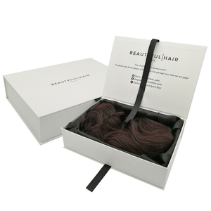 Custom Logo Luxury Magnetic Handmade Paper Gift Satin Human Wig Bundle Extension Packaging Hair Boxes