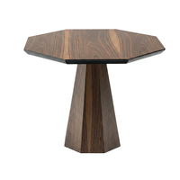 Table de conférence octogonale moderne et durable en MDF plaqué noyer avec piétement pour bureau et salle de réunion, 4 places