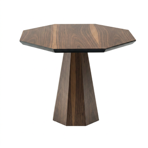 Modern Octagonal Conference <b>Table</b> Walnut Veneered MDF Pedestal Dining <b>Table</b> for <b>Office</b> Boardroom 4-Seater - Product Image 1