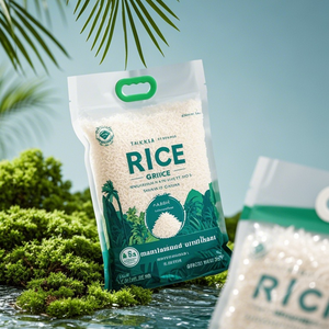 Kantung berdiri cetak kustom 10kg kemasan nasi kualitas tinggi makanan kualitas tinggi 1kg 2.5kg 5kg kantong beras plastik dengan pegangan - Product Image 3