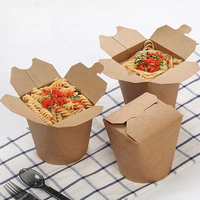 Boîte de wok en papier jetable avec impression personnalisée, récipient à emporter pour pâtes de riz, nouilles alimentaires chinoises