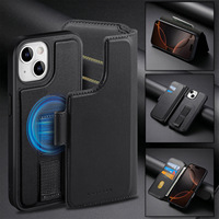 Support coulissant multi-angles pour coque de téléphone Apple 18 avec insert en cuir pour cartes, protection en cuir véritable pour iPhone 17, 16, 15, 14