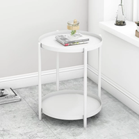 Table d'appoint ronde en fer moderne et simple, petite table basse pour café ou thé, mini table d'appoint pour canapé, chambre, balcon, intérieur