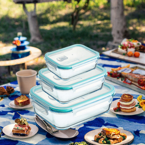 Oven Safe <strong>Snap</strong> Locking Lid Glass Food Containers Classic Design Manufacturer's Takeaway Secure Lock for <strong>Kitchen</strong> Food Storage - Product Image 3