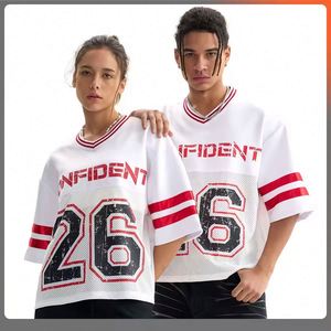 Maillots de football américain rétro personnalisés en tissu mesh respirant à manches courtes, grande taille, design imprimé, livraison rapide - Product Image 6