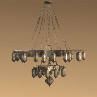Lustre marocain moderne simple en fer doré et verre, LED, pour hall d'hôtel et mosquée, 110-240V