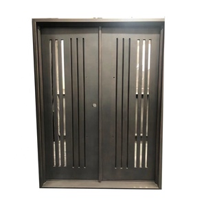 Nouveau design de porte d'entrée de sécurité en acier porte d'entrée pour immeuble d'habitation porte double en fer à coupure thermique - Product Image 4