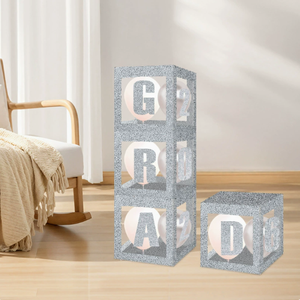 DAMAI Graduation Party <b>Decorations</b> Kids Party Favor Transparent Foil Paper Box Happy Birthday Supplies for Rose Gold <b>Balloon</b> Box - Product Image 1