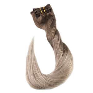Stock all'ingrosso <span class=keywords><strong>naturale</strong></span> grezzo doppio disegno vergine Ombre Remy Clip In capelli umani extension - Product Image 2