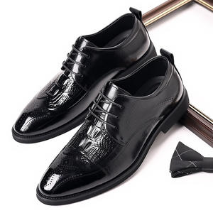 Chaussures de travail classiques en cuir de vache brillant pour hommes, imprimé animal, cuir britannique noir, durables, anti-odeur - Product Image 2