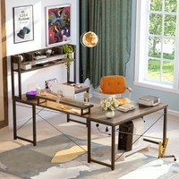 Bureau d'ordinateur multifonctionnel en forme de U et réversible en forme de L avec poignée Table de jeu décontractée