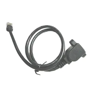 黑色5e类RJ45公8p母POS网络电缆延伸0.6米，带螺丝固定孔电话线