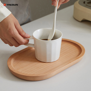 Plateau de service ovale en bois massif de haute qualité avec design rectangulaire pour le thé et le café à la maison - Product Image 3