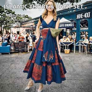 Conjunto de 2 Piezas de Lehenga Choli Estilo Pakistaní Islámico Moderno para Mujer, con Pantalón de Seda Blanca Bordado, Túnica hasta la Rodilla, para Invierno, Verano y Eid - Product Image 2