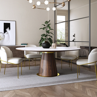 NOVA Light Ensembles de tables à manger rondes de luxe en pierre frittée 4 tables à manger en marbre avec chaises 6 places Meubles de salle à manger pour la maison