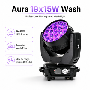 ไฟหัวขยับ LED Aura RGBW Wash ขนาด 19x15W อเนกประสงค์ พร้อมซูม สำหรับคลับ คอนเสิร์ต และงานแต่งงาน - Product Image 2