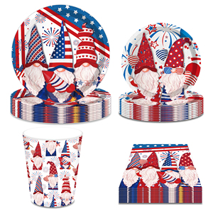 MM239 Happy 4th of <span class=keywords><strong>juillet</strong></span> Party décor USA indépendance assiettes en papier jetables tasses serviettes service de table - Product Image 2