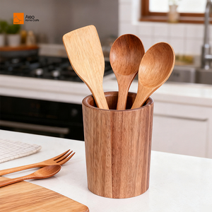 Woodsun, personalización <span class=keywords><strong>de</strong></span> <span class=keywords><strong>cocina</strong></span>, madera <span class=keywords><strong>de</strong></span> Acacia, seguro para alimentos, cesta <span class=keywords><strong>de</strong></span> <span class=keywords><strong>cubiertos</strong></span> sostenible, soporte para utensilios para cucharas, cuchillos, tenedores - Product Image 2