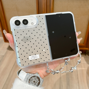 Étui de téléphone élégant à pois avec chaîne de perles et cordon, coque transparente antichoc en TPU pour femme, compatible <span class=keywords><strong>iPhone</strong></span> Duo Fold 18 - Product Image 5