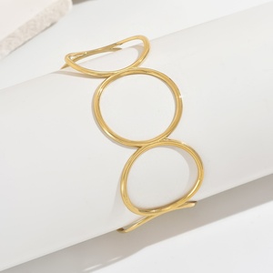 Brazalete Abierto de Acero Inoxidable de Moda, Chapado en Oro de 14K, para Unisex - Product Image 4